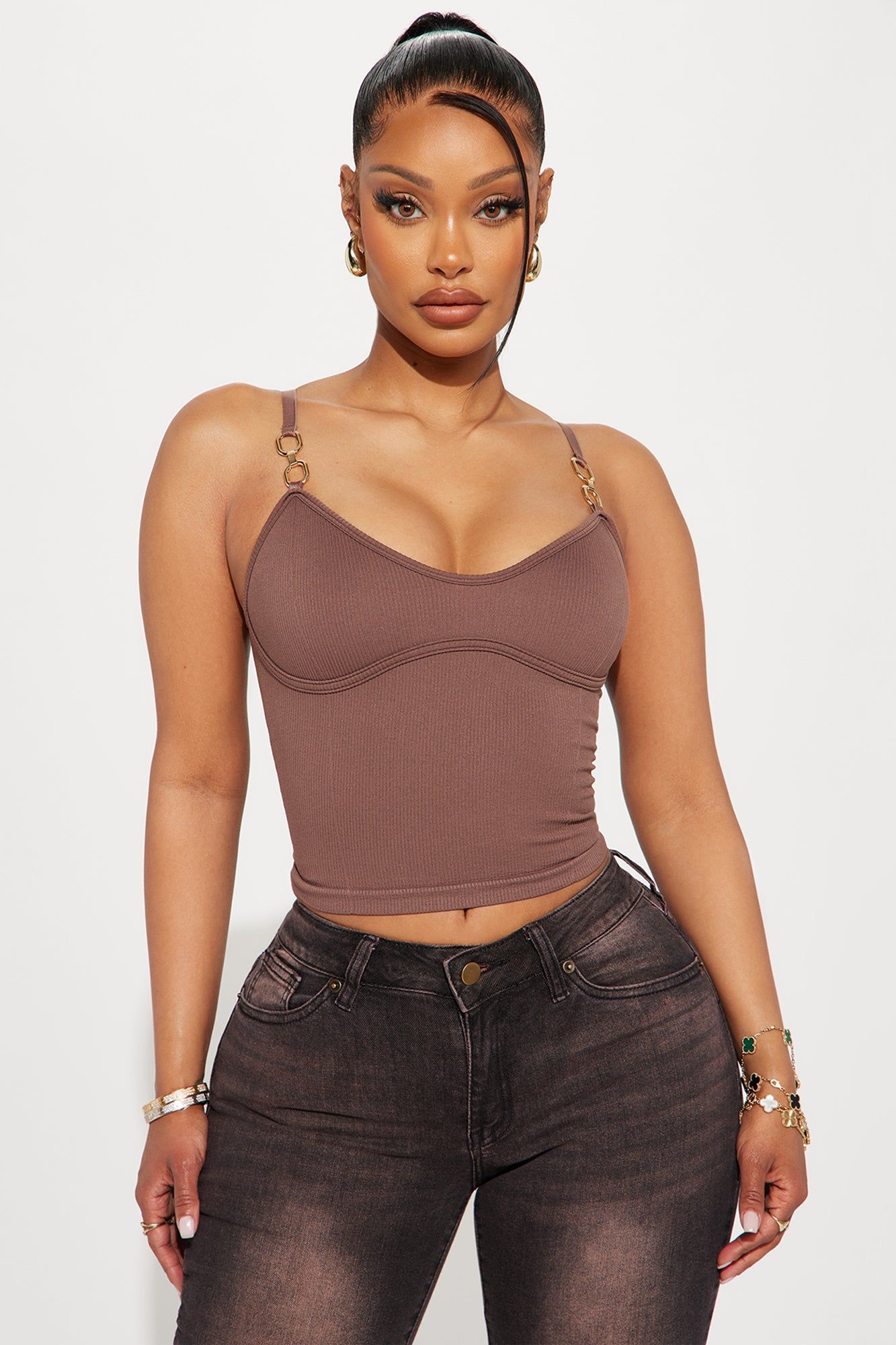 More Than You Can Handle Chain Top - Brown sold by Fashion Nova
