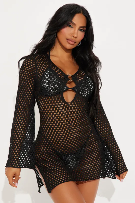 Find Me In Greece Crochet Cover Up Dress - Black sold by Fashion Nova