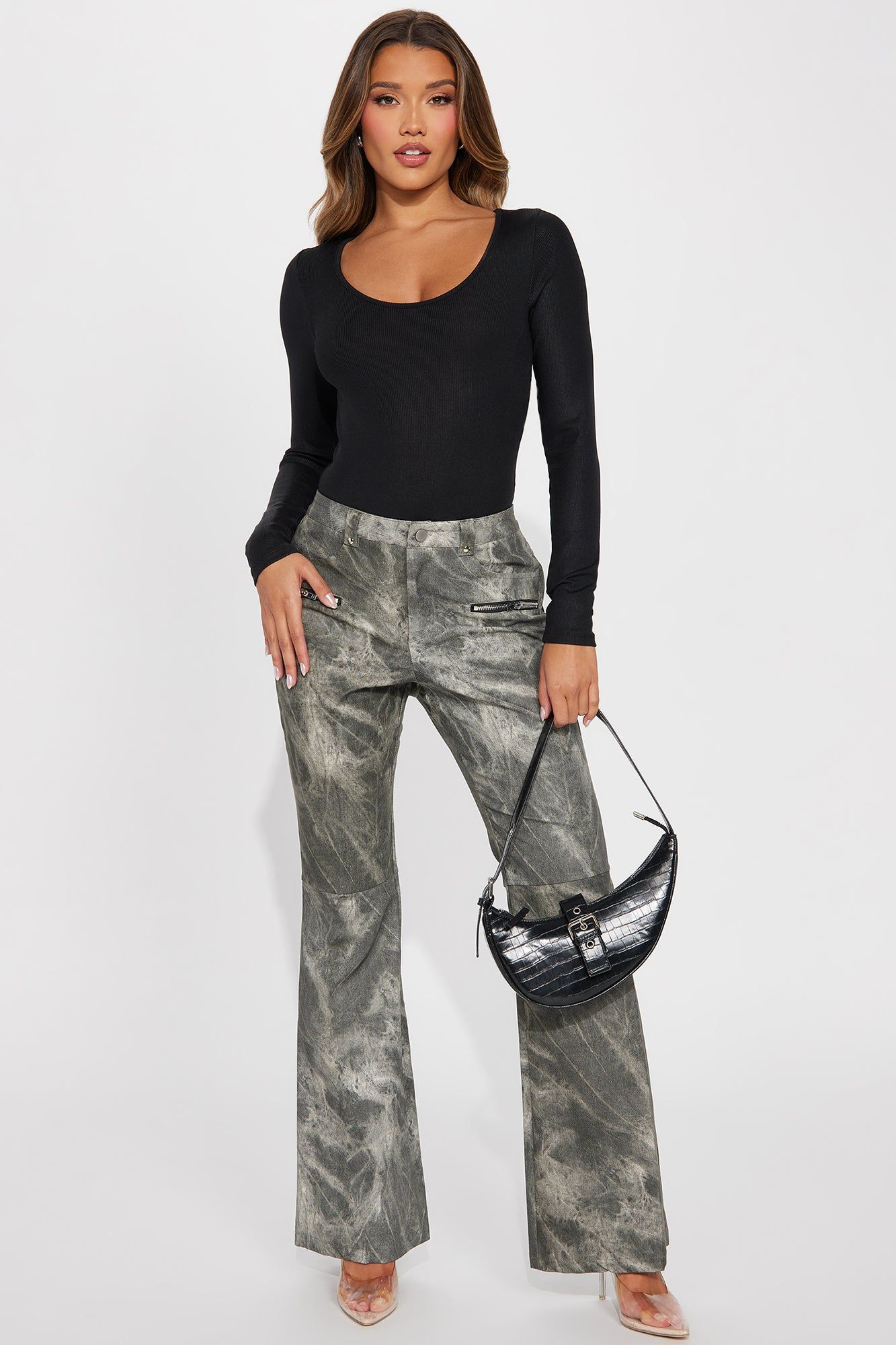 Body Shimmer Long Sleeve Bodysuit - Black sold by Fashion Nova product image thumbnail 2