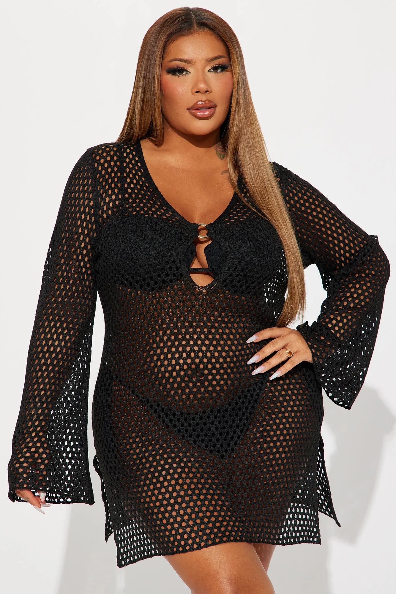 Find Me In Greece Crochet Cover Up Dress - Black sold by Fashion Nova product image thumbnail 4