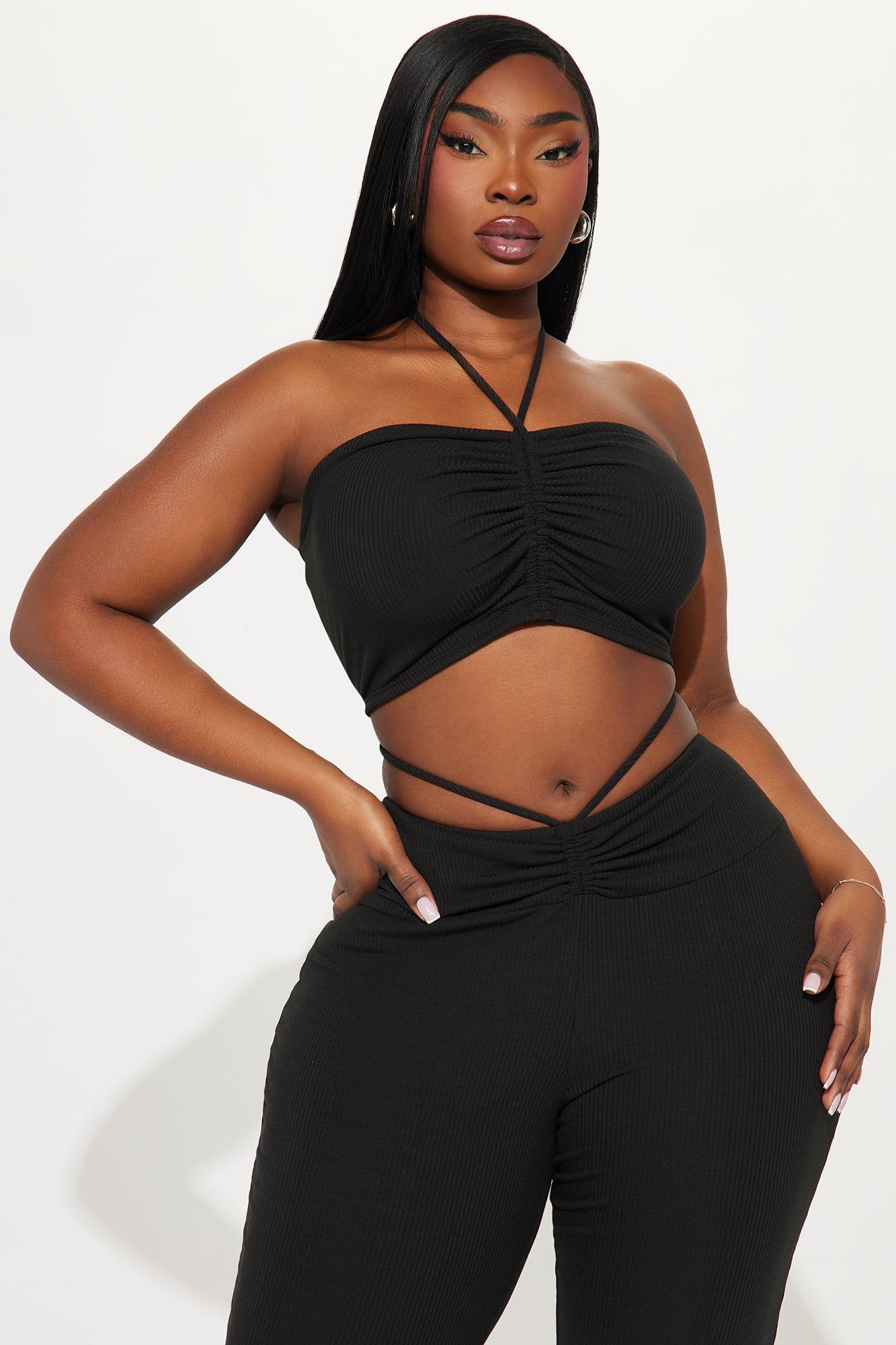 Kayleen Ribbed Pant Set - Black sold by Fashion Nova product image thumbnail 5