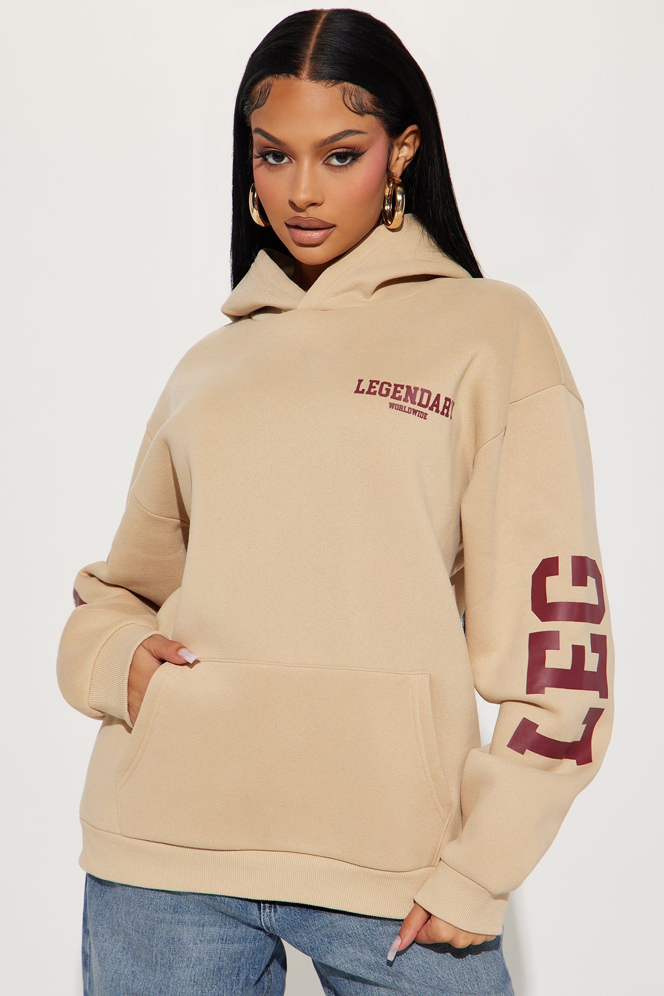 Legendary Worldwide Hoodie - Taupe sold by Fashion Nova