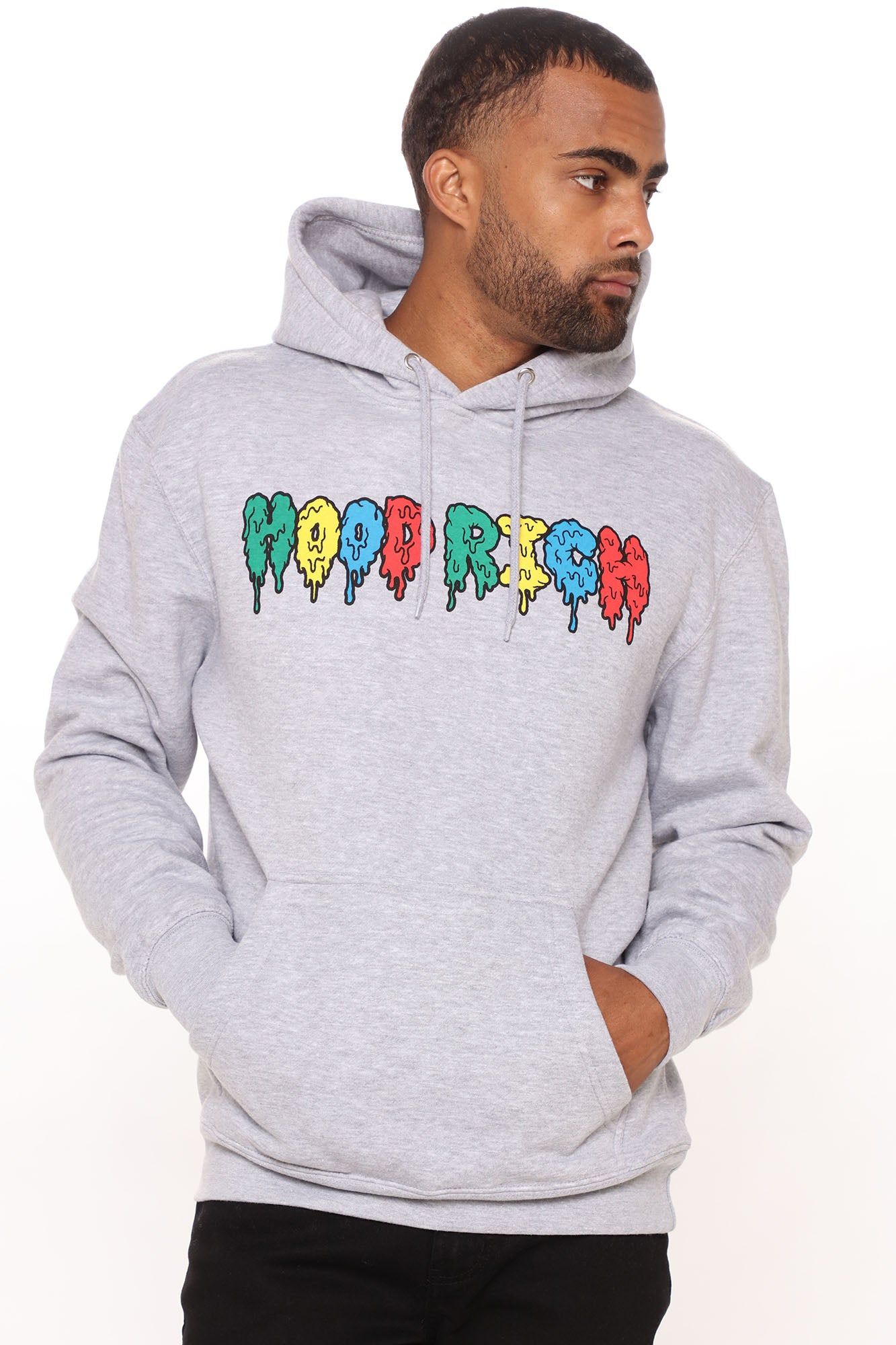 Hood Rich Hoodie - Grey sold by Fashion Nova