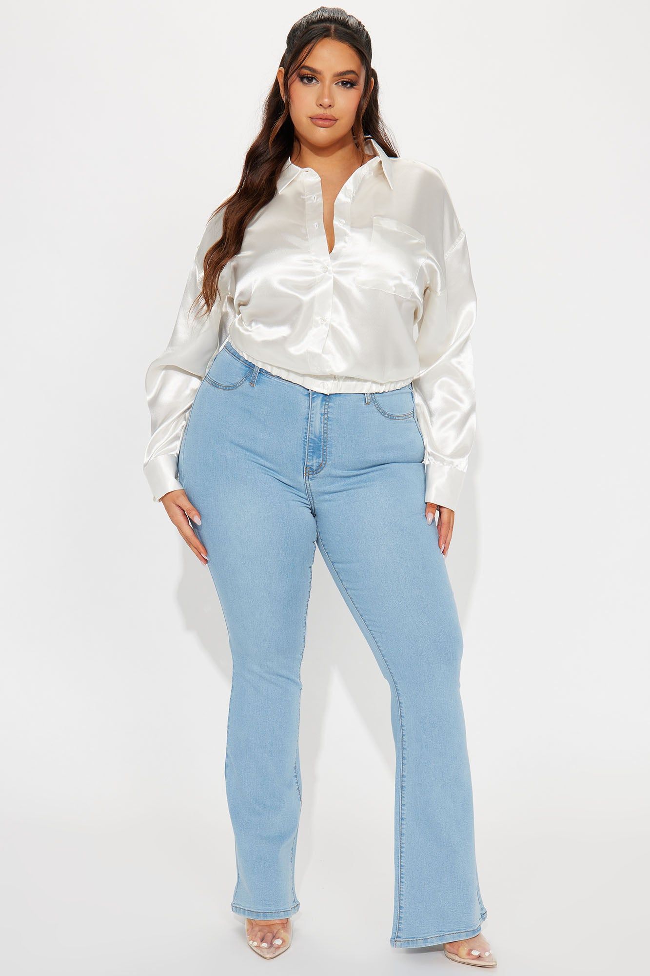 Katana Satin Shirt - Off White sold by Fashion Nova product image thumbnail 5