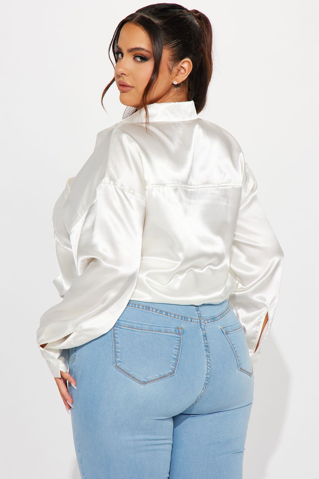 Katana Satin Shirt - Off White sold by Fashion Nova product image thumbnail 6