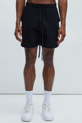 Belgian Textured Warmup Shorts - Black sold by Fashion Nova