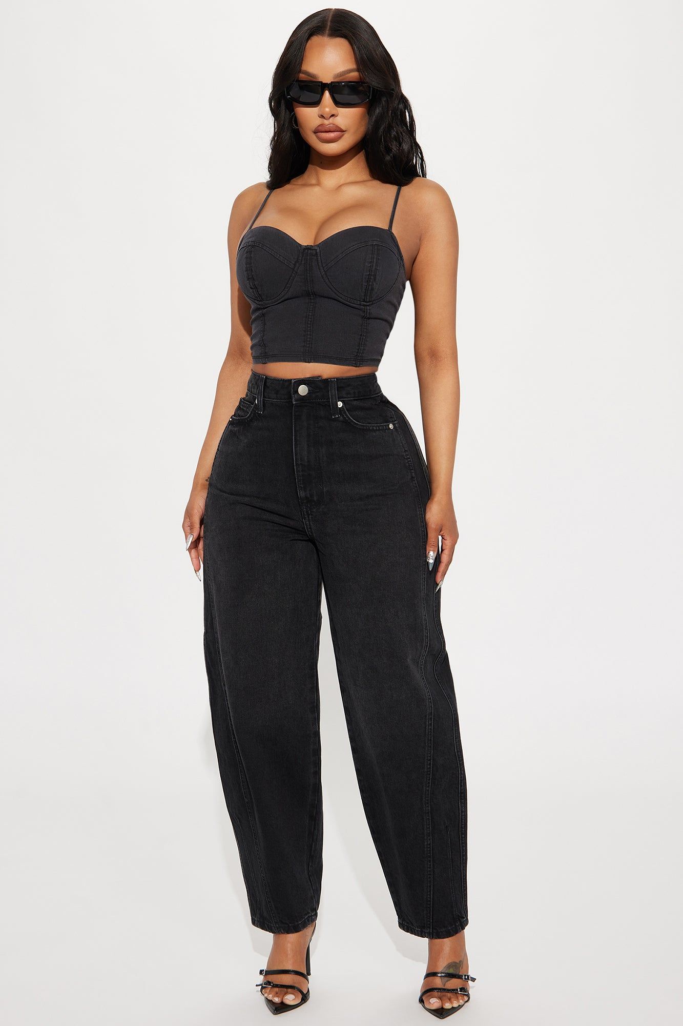 Conversation Starter Tapered Leg Jeans - Black Wash sold by Fashion Nova