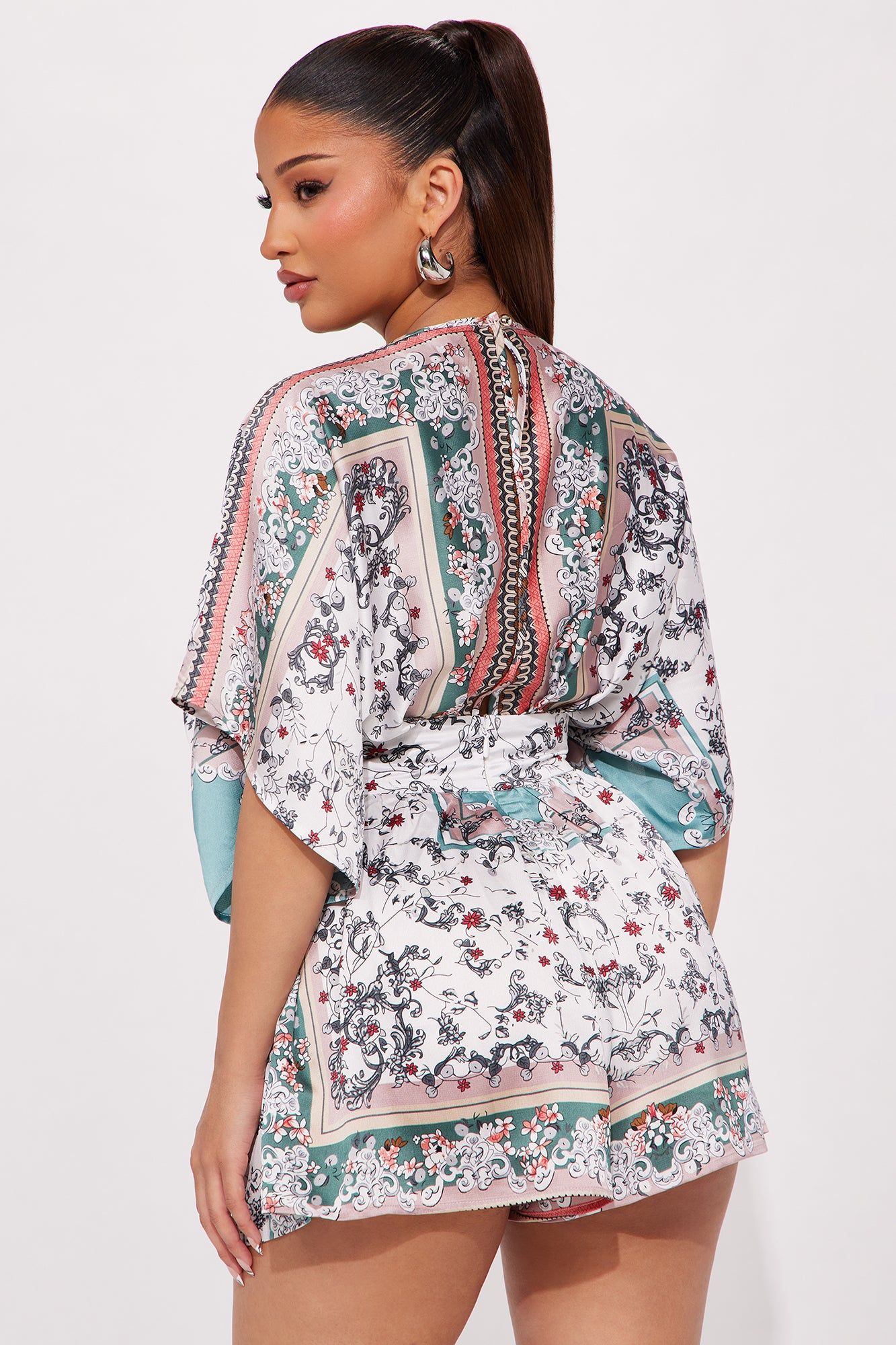 Take A Chance Satin Romper - Sage/combo sold by Fashion Nova product image thumbnail 3