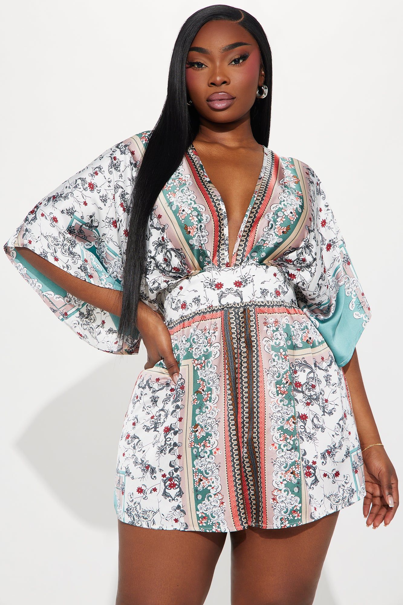 Take A Chance Satin Romper - Sage/combo sold by Fashion Nova product image thumbnail 4