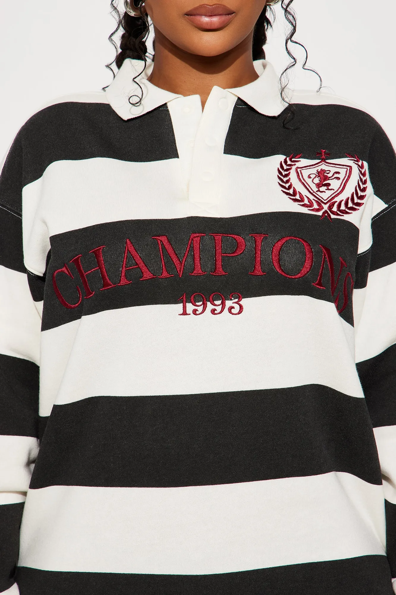 Champions Only Rugby Striped Polo - Black/White sold by Fashion Nova product image thumbnail 3
