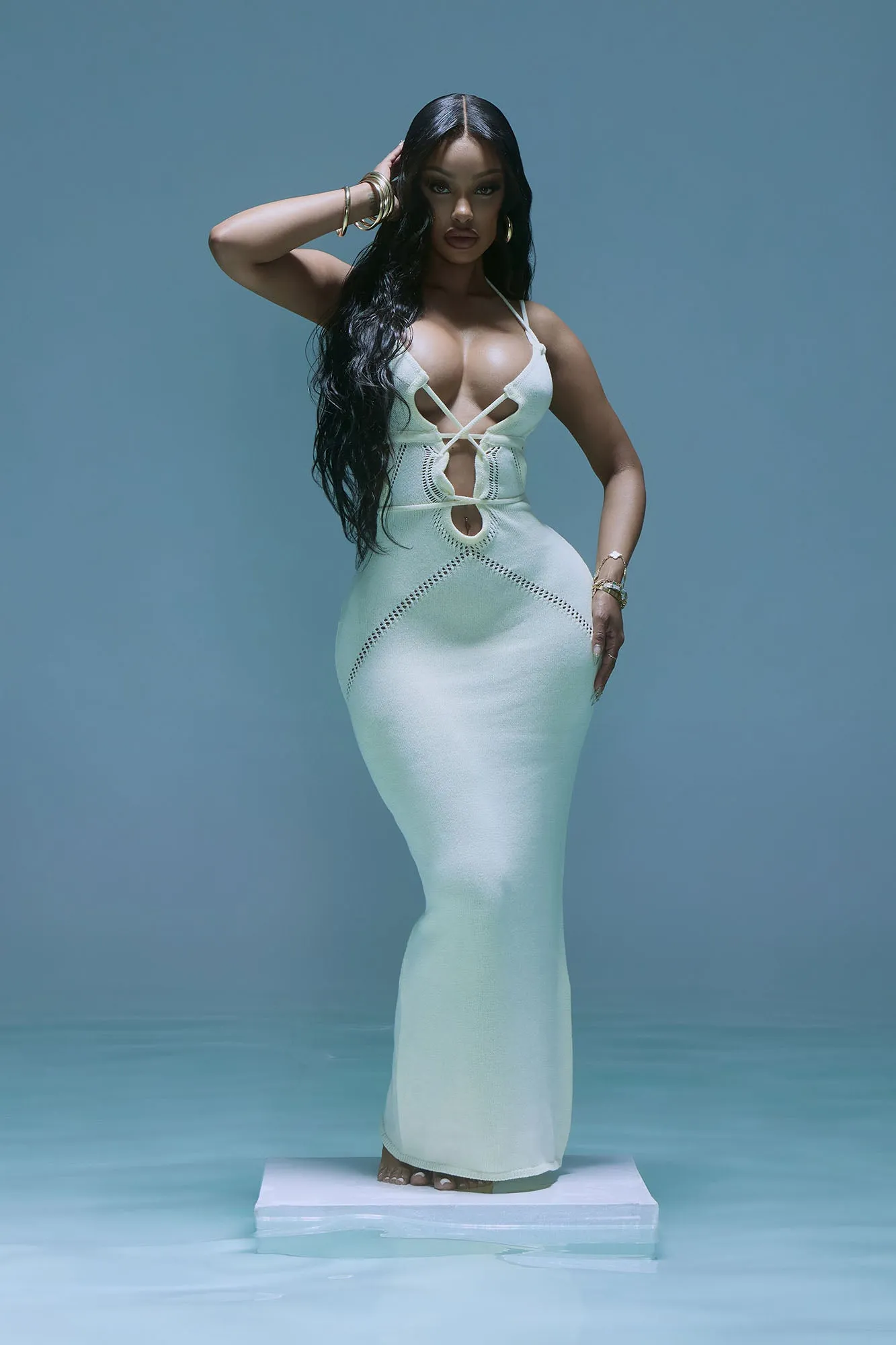 Stephanie Knit Maxi Dress - Cream sold by Fashion Nova