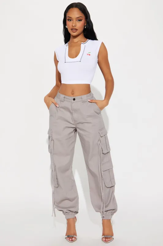 Golden Hour Cargo Jogger Pant - Grey sold by Fashion Nova