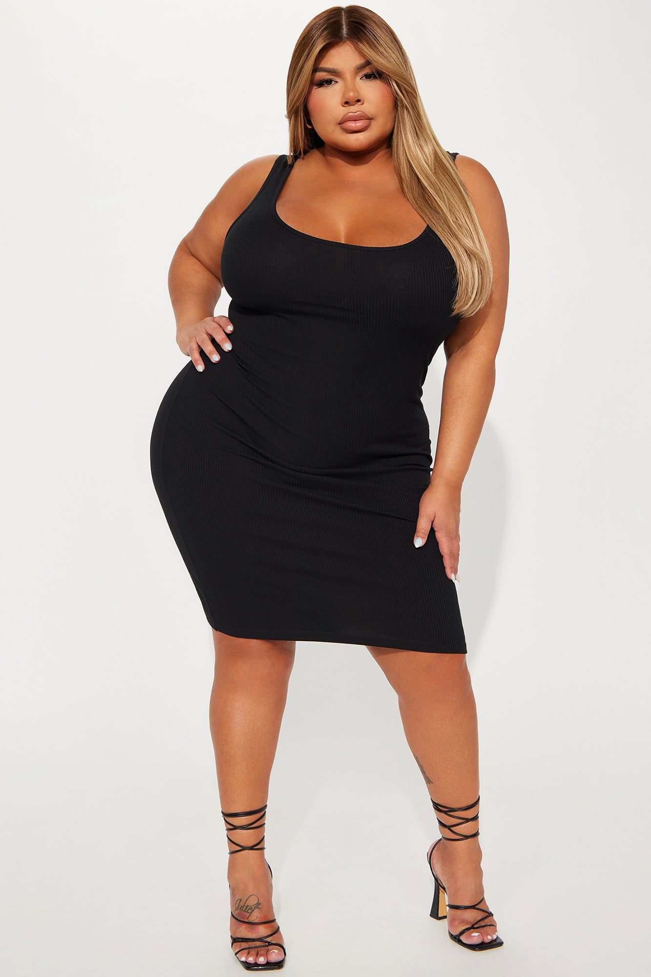 A Must Have Ribbed Midi Dress - Black sold by Fashion Nova
