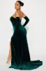 Adeline Velvet Gown - Hunter sold by Fashion Nova