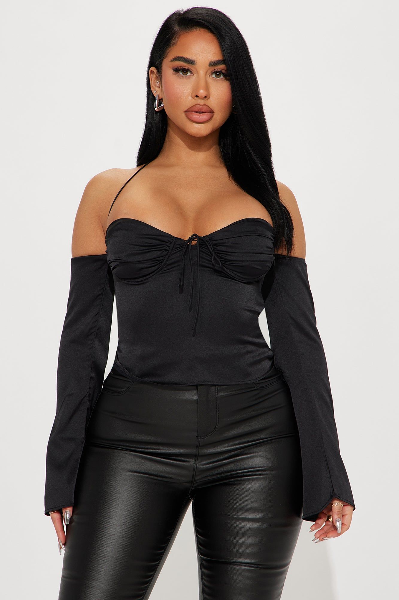 She's All That Satin Blouse Top - Black sold by Fashion Nova