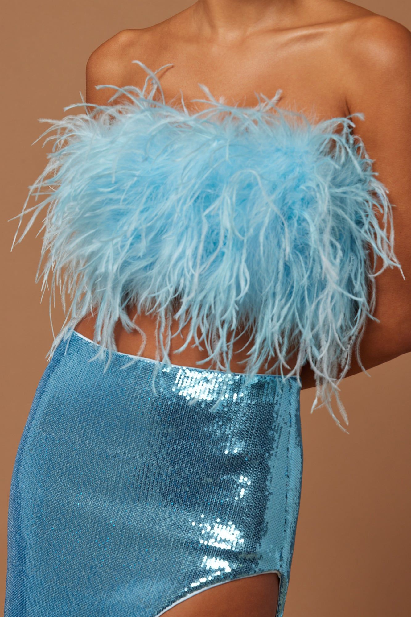 Fiona Feather Sequin Skirt Set - Light Blue sold by Fashion Nova product image thumbnail 3