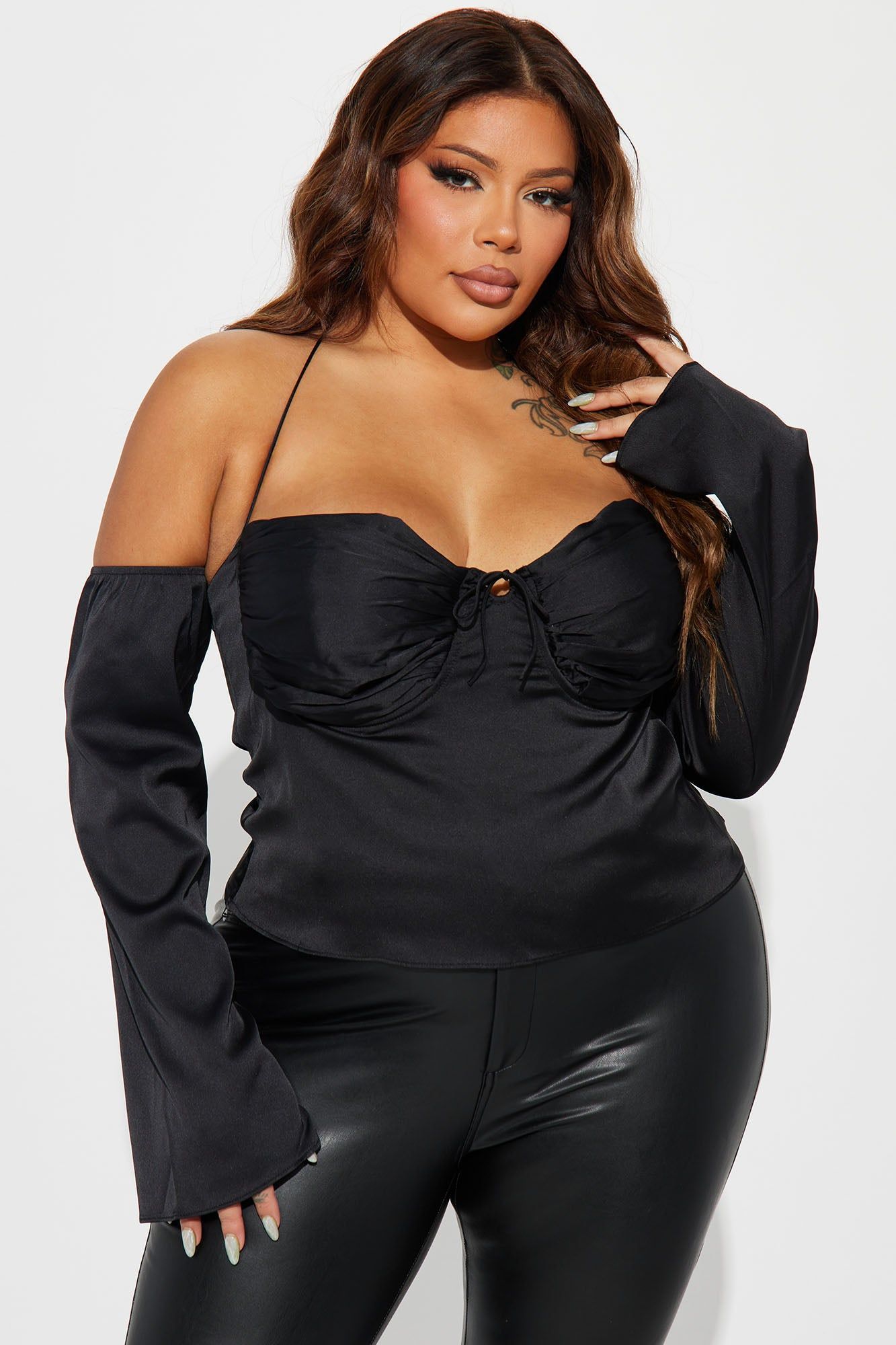 She's All That Satin Blouse Top - Black sold by Fashion Nova product image thumbnail 4