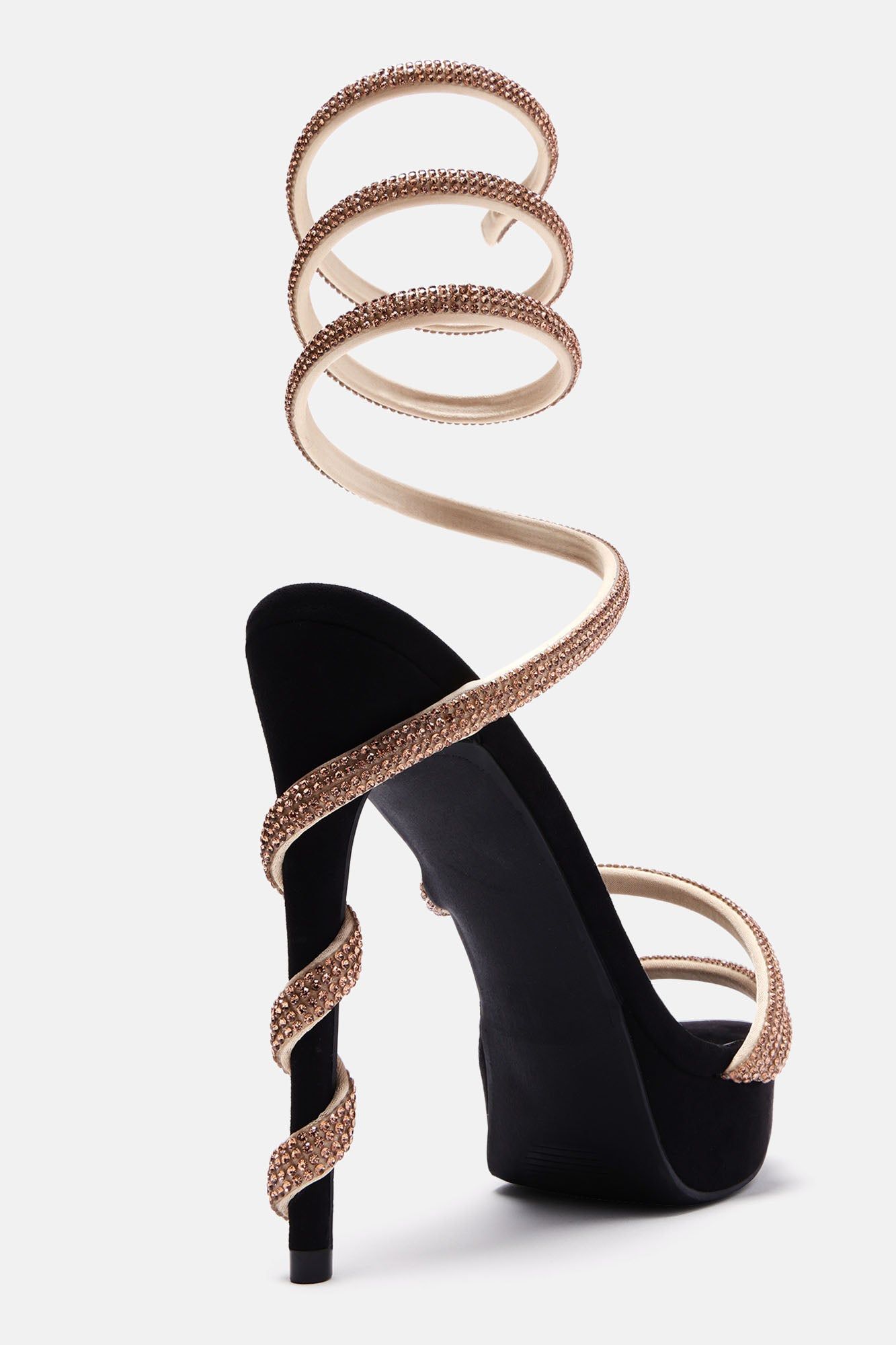Chasing Me Embellished Wrap Up Heels - Black/Gold sold by Fashion Nova product image thumbnail 5