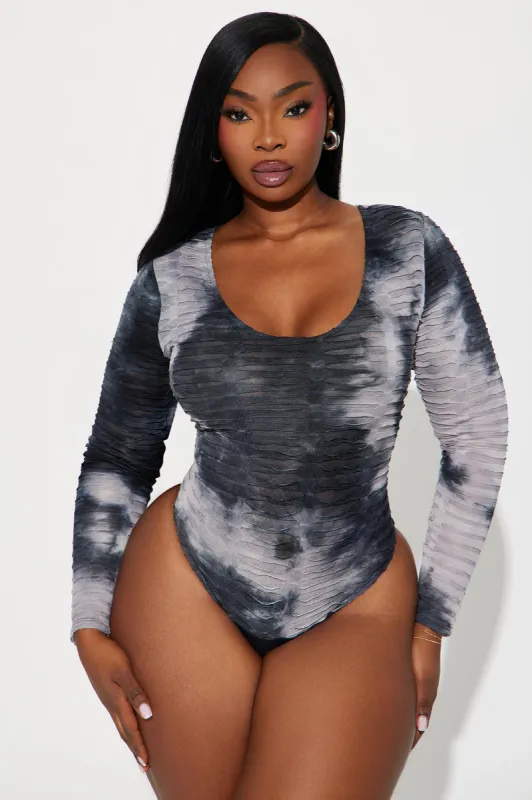 Notice You Distressed Bodysuit - Black/combo sold by Fashion Nova