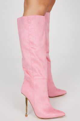 Need Some Clarity Knee High Boots - Pink/Pink sold by Fashion Nova