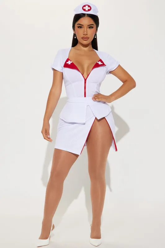 Sick Duty Nurse Partner 4 Piece Costume Set - White/combo sold by Fashion Nova