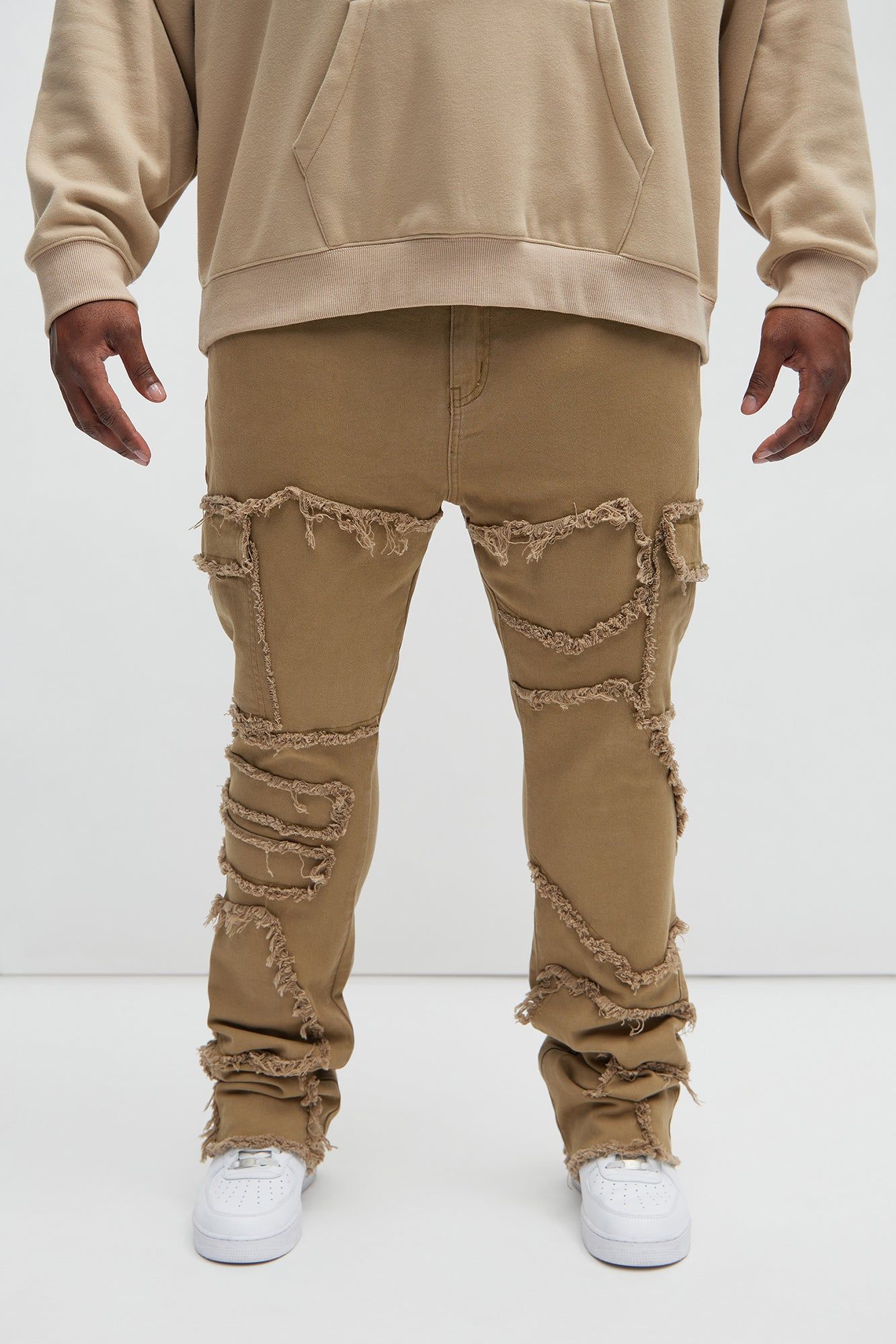 Trapping Frayed Stacked Skinny Flare Pants - Taupe sold by Fashion Nova product image thumbnail 5