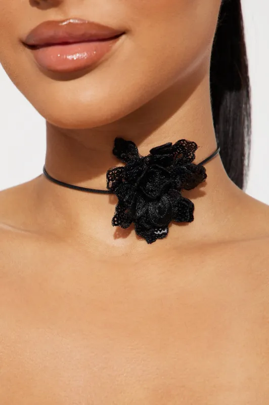 Sequin Floral Choker  - Black sold by Fashion Nova