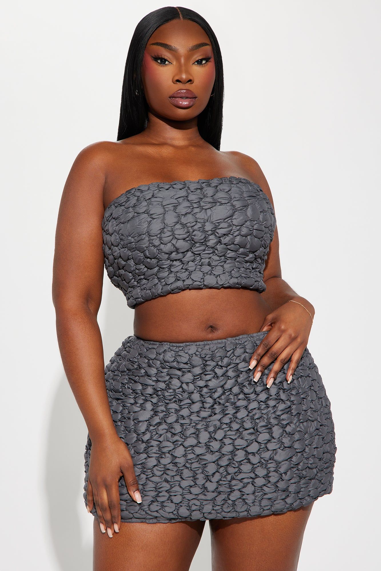 Missing Out Textured Skirt Set - Charcoal sold by Fashion Nova product image thumbnail 5