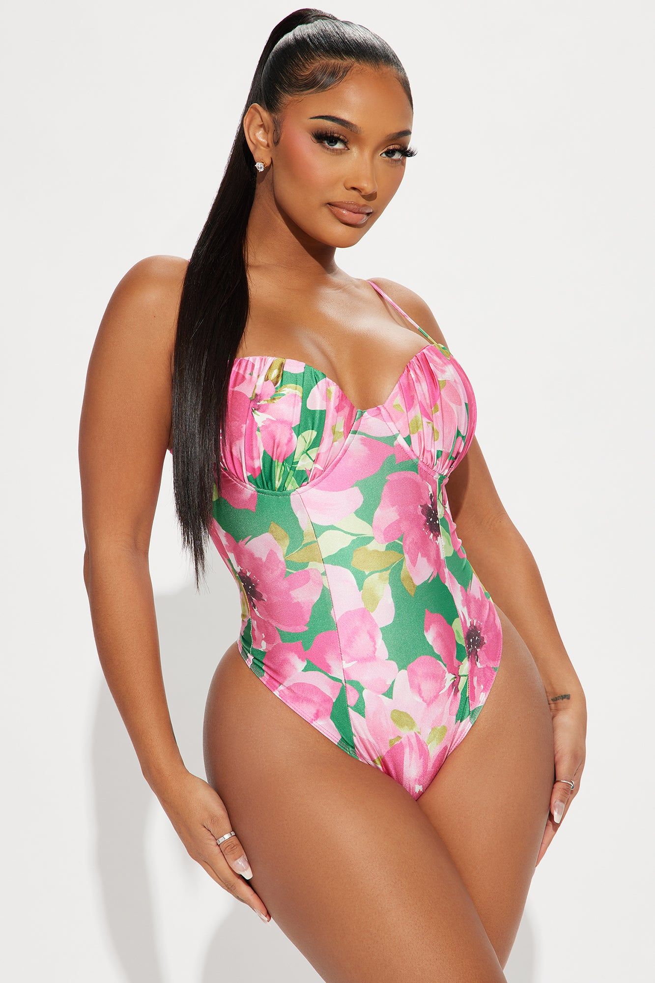 Spring Fling Floral Bodysuit - Green/combo sold by Fashion Nova