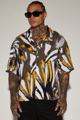 Vision Button Up Shirt - Grey/combo sold by Fashion Nova