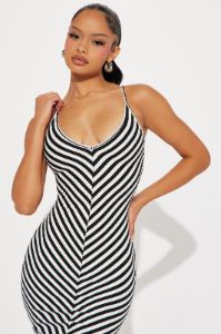 Claire Ribbed Maxi Dress - Black/White sold by Fashion Nova