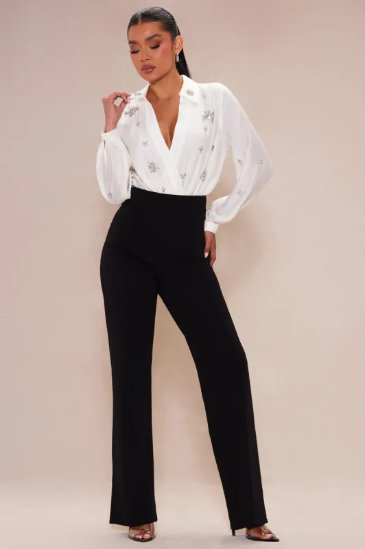 Denise Embellished Pant Set - Black/White sold by Fashion Nova