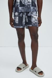 Scissorhands Swim Trunks - Black/White sold by Fashion Nova