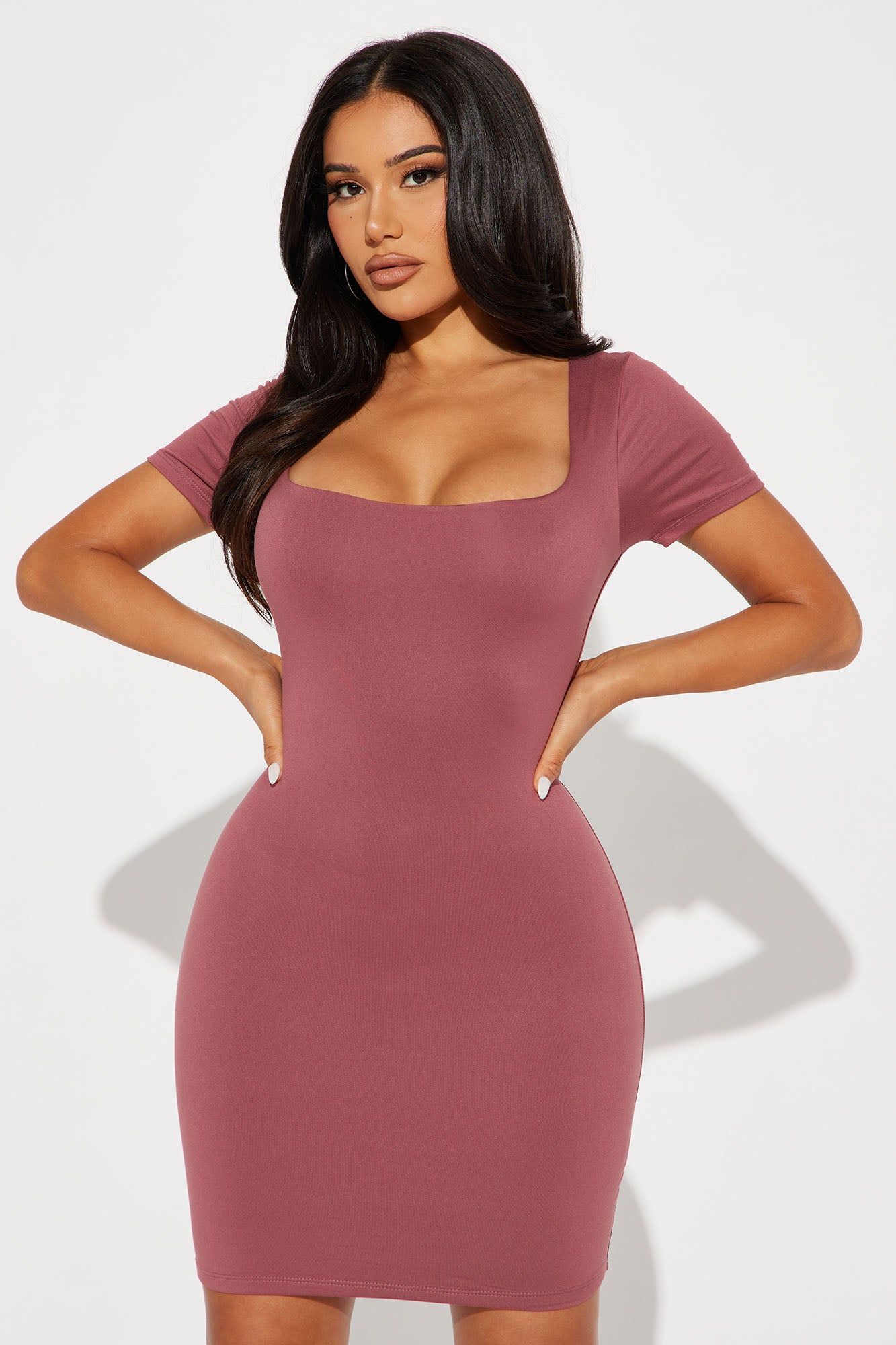 Grace Double Lined Mini Dress - Mauve sold by Fashion Nova