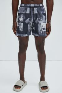 Scissorhands Swim Trunks - Black/White sold by Fashion Nova