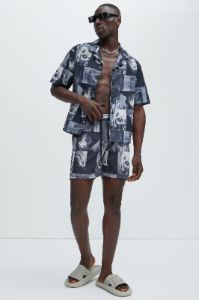 Scissorhands Swim Trunks - Black/White sold by Fashion Nova