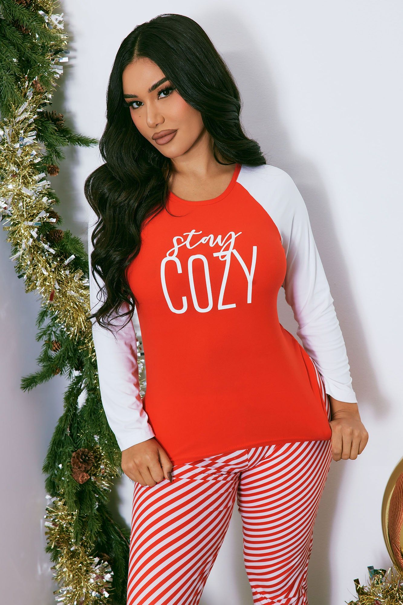 Stay Cozy PJ Jogger Set - Red/White sold by Fashion Nova product image thumbnail 2