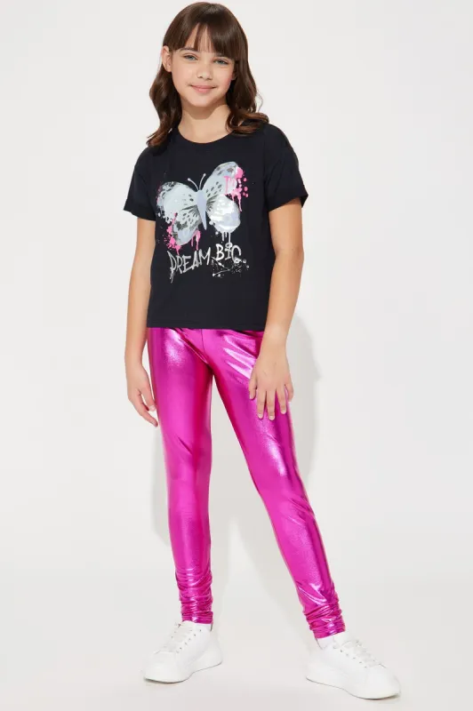 Mini Liquid Drip Legging - Magenta sold by Fashion Nova