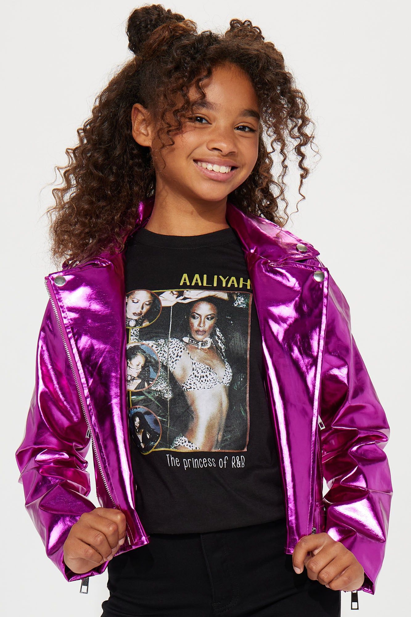 Mini Leanna Moto Jacket - Fuchsia sold by Fashion Nova