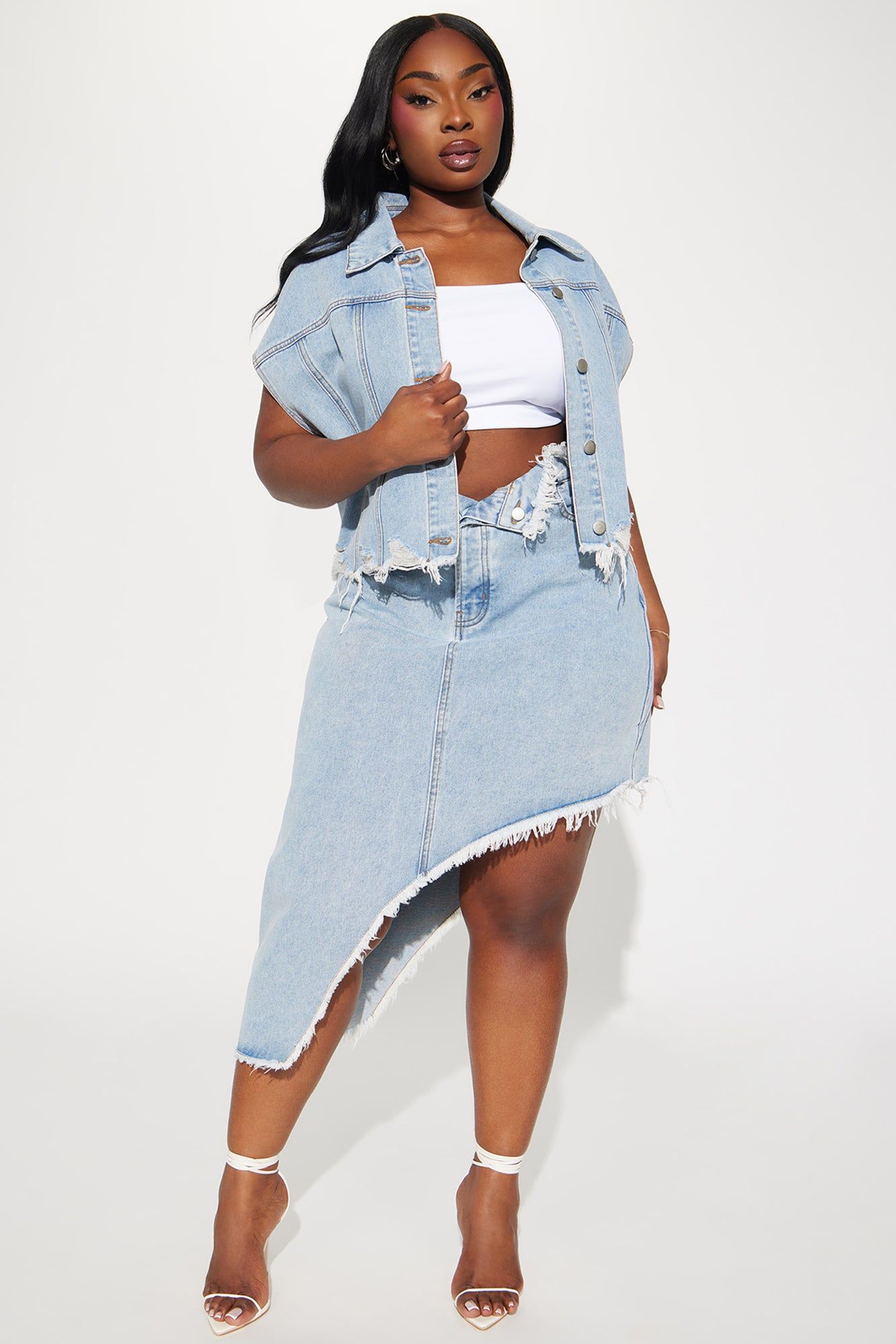 On Stage Denim Skirt Set - Light Wash sold by Fashion Nova product image thumbnail 4