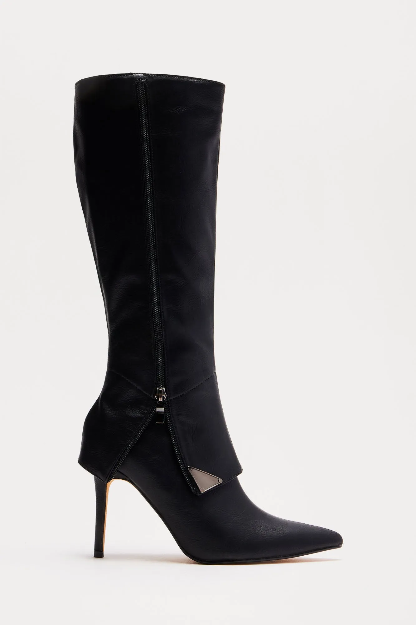Channing Zipper Knee High Boots - Black sold by Fashion Nova