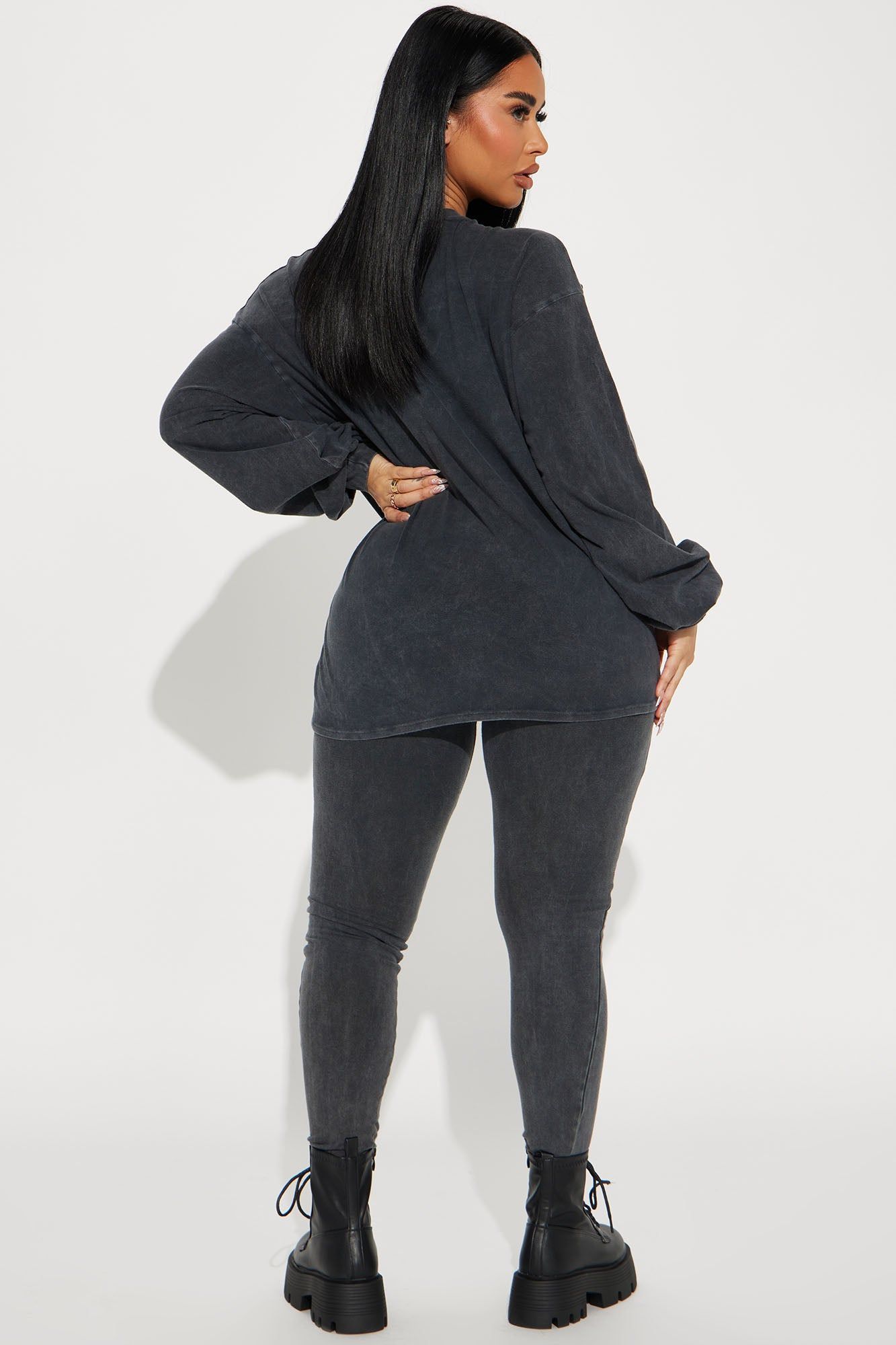 Time To Rock N' Roll Long Sleeve Legging Set - Charcoal sold by Fashion Nova product image thumbnail 4