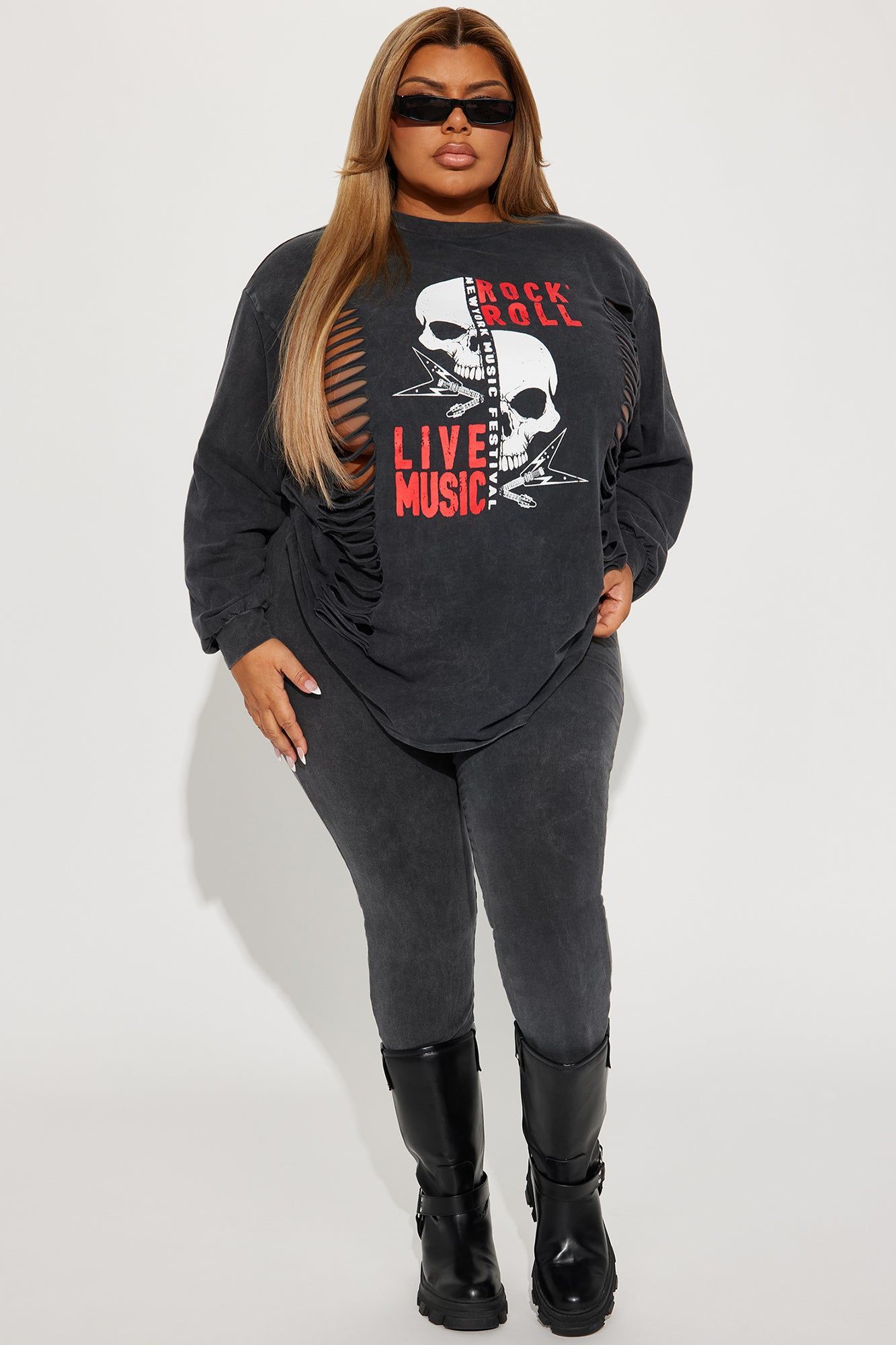 Time To Rock N' Roll Long Sleeve Legging Set - Charcoal sold by Fashion Nova product image thumbnail 5