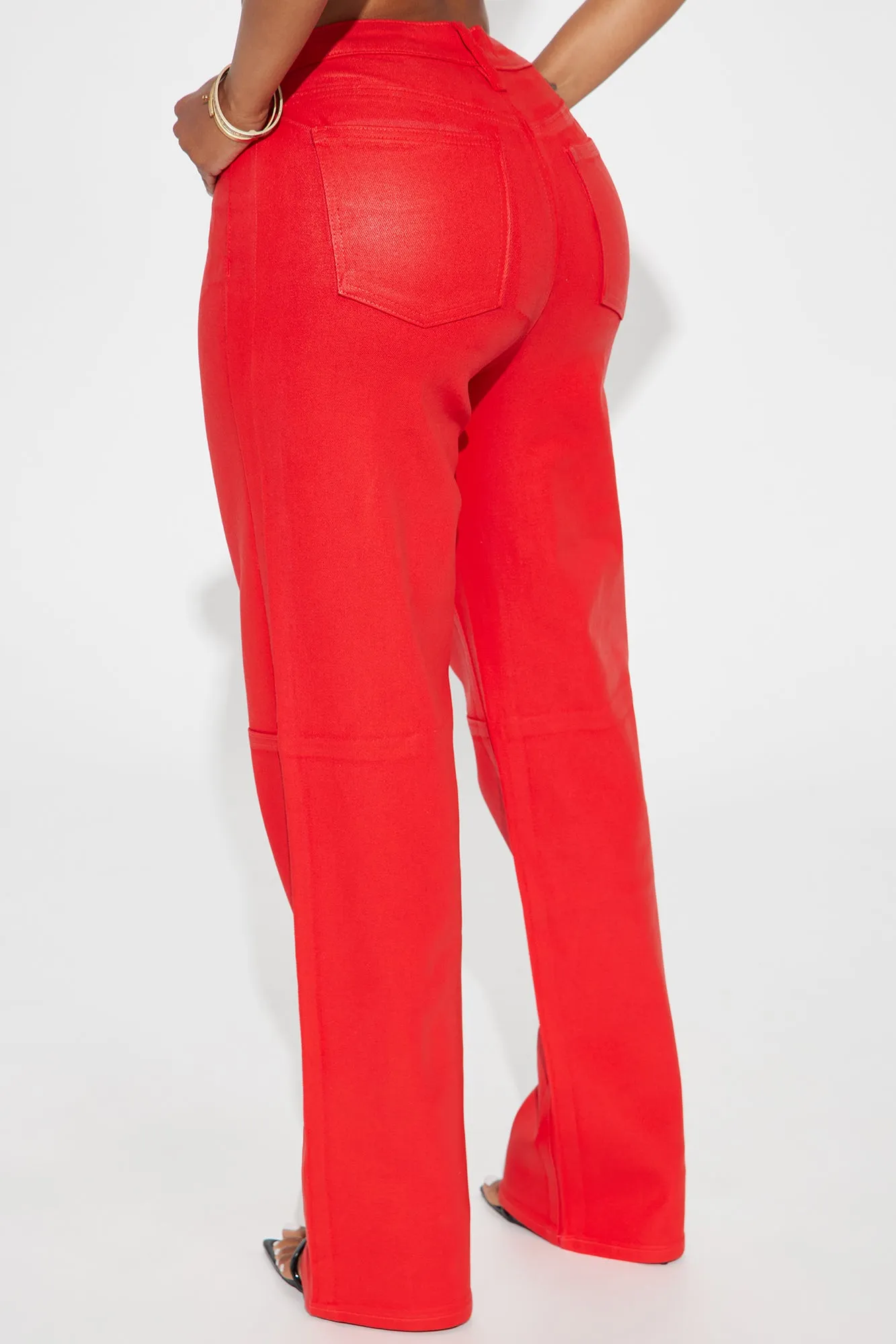 Are You In Coated Straight Leg Pant - Red sold by Fashion Nova product image thumbnail 3