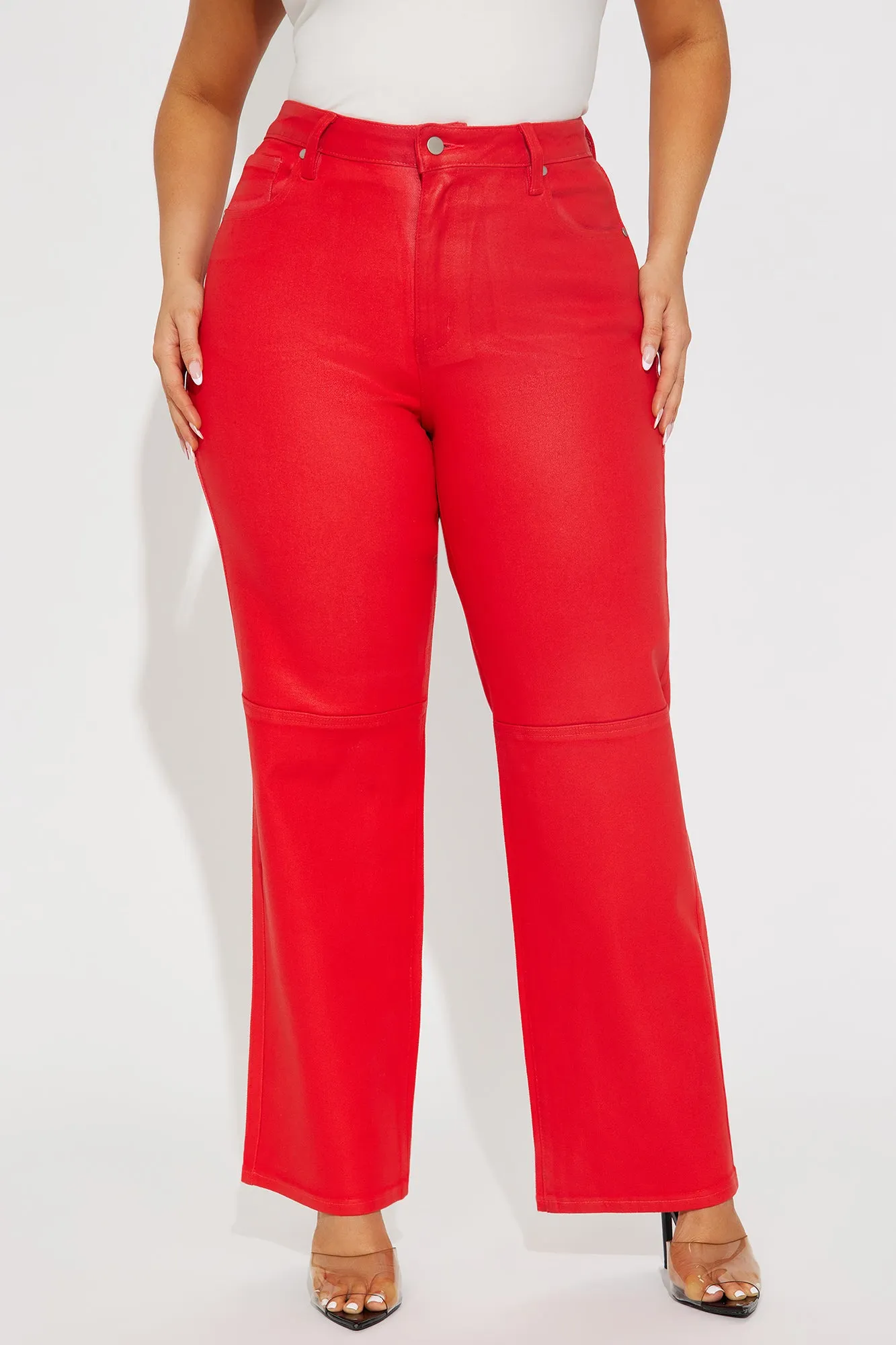 Are You In Coated Straight Leg Pant - Red sold by Fashion Nova product image thumbnail 5