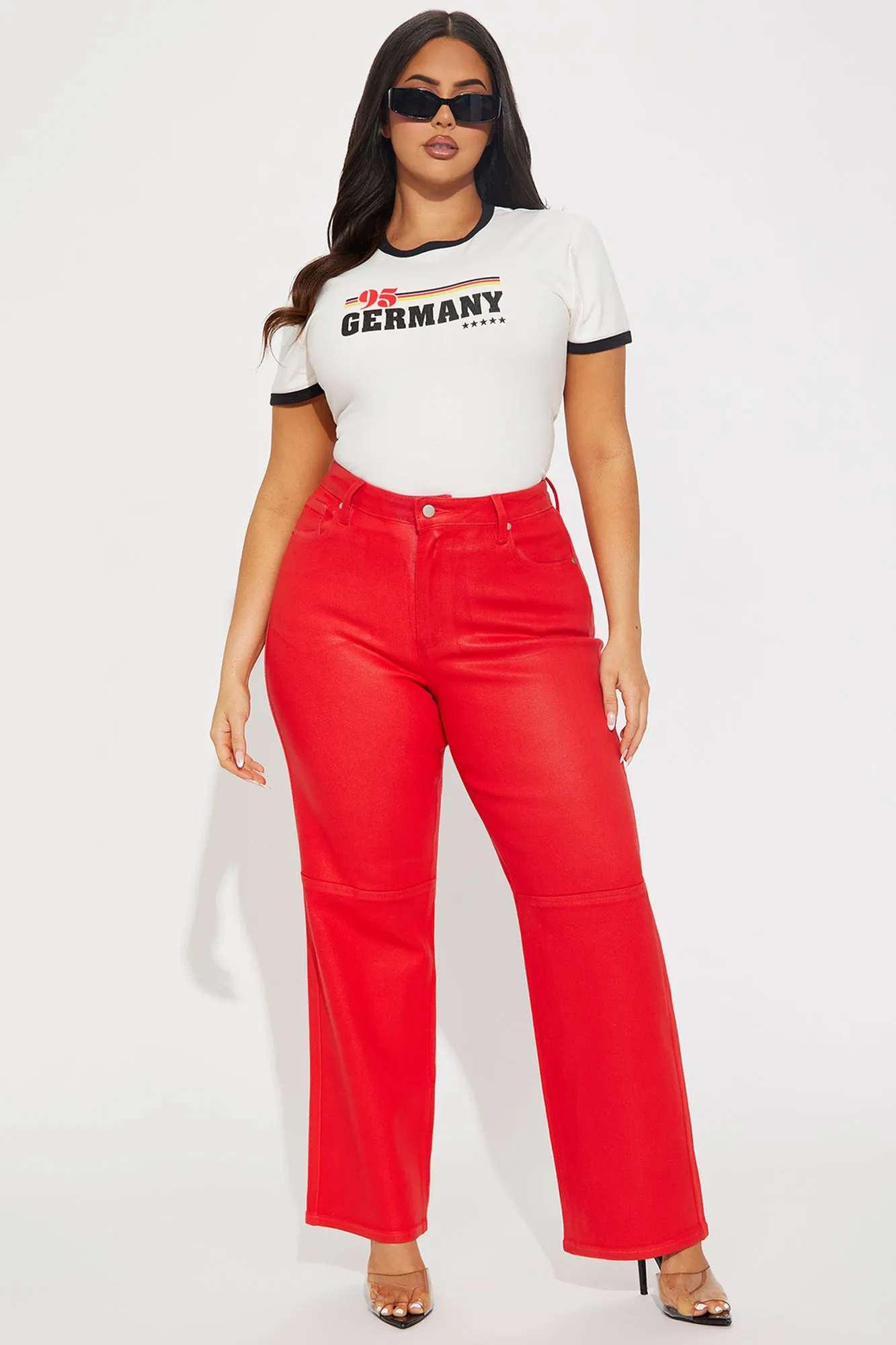 Are You In Coated Straight Leg Pant - Red sold by Fashion Nova product image thumbnail 4