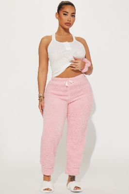 Keep You Warm Sherpa PJ Joggers - Pink sold by Fashion Nova