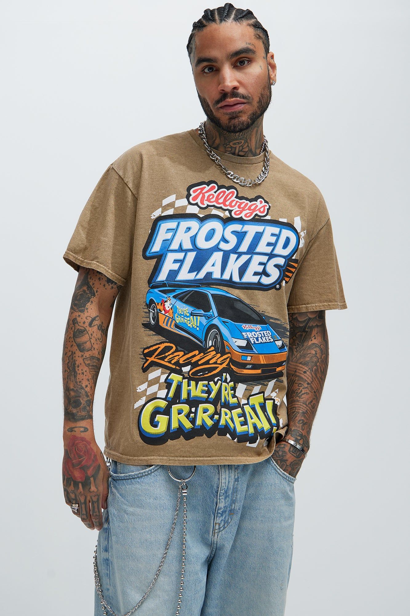 Frosted Flakes Racing Short Sleeve Tee - Brown sold by Fashion Nova