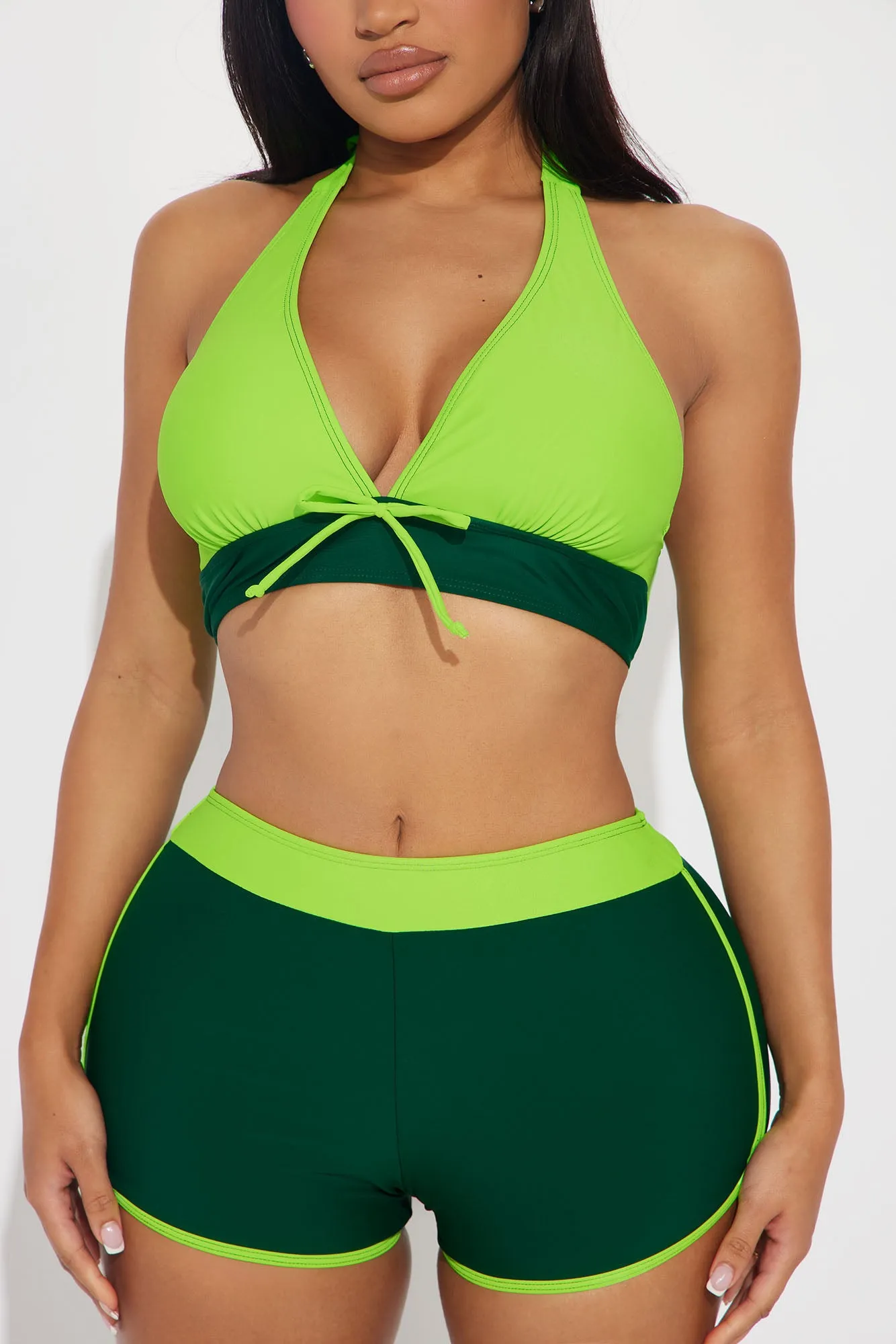 Carleta Boyshort 2 Piece Bikini - Green/combo sold by Fashion Nova product image thumbnail 2