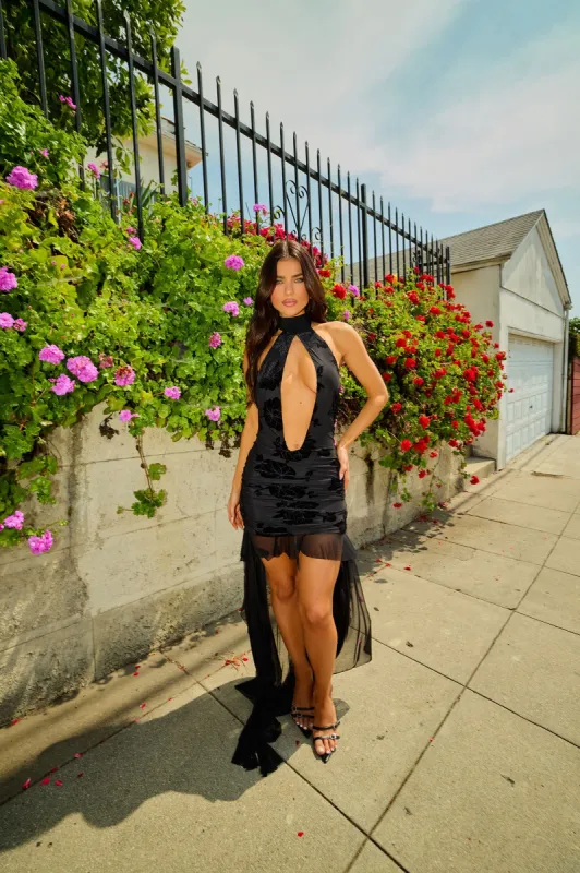 Stop And Stare Mesh Mini Dress - Black sold by Fashion Nova